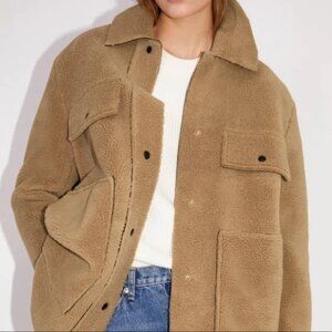 Zara Faux Shearling Tan Teddy Double Faced Overshirt Jacket